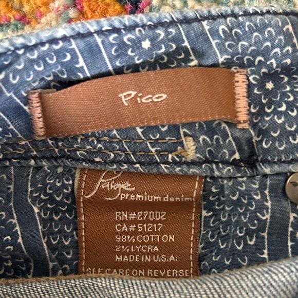 Paige | Women's Medium Blue Denim Pico Jean Skirt, trumpet flare, pockets, sz 32 - Picture 5 of 13